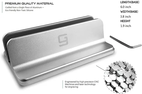 Miniatura 4 de Soporte vertical para laptop para escritorio [ajustable] Base de aluminio resistente para todas las computadoras portátiles (hasta 20.3 pulgadas)