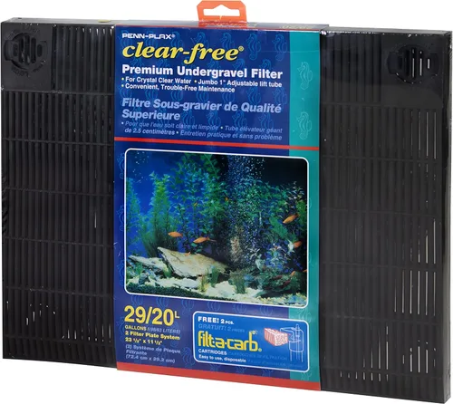 Penn-Plax Filtro de acuario bajo grava para 20 (largo) - 29 galones – Dos placas de 14” x 11.1” – Sistema bajo grava para agua clara y limpia –
