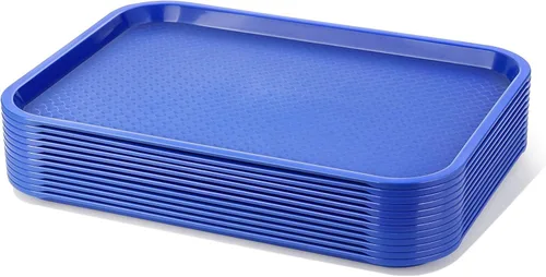 New Star Foodservice Bandeja de comida rápida, juego de 12 (azul, 12 x 16 pulgadas)