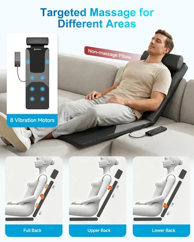 Miniatura 4 de COMFIER FSA - Alfombrilla de masaje de cuerpo completo con calor, masajeador de espalda Shiatsu elegible para aliviar el dolor, amasamiento
