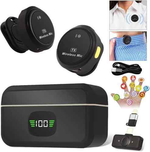 Micrófono Lavalier personal inalámbrico de regalo con calcomanías culturales para iPhone 17/16/15/Android, cancelación de ruido, micrófono