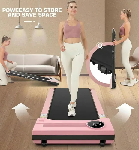 Miniatura 6 de ANCHEER Almohadillas de caminar, caminadora plegable 2 en 1 para debajo del escritorio de 2.5HP, máquina compacta para correr con control remoto