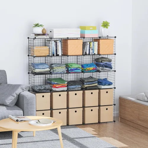 Miniatura 6 de HUBSON Organizador de Almacenamiento de Cubos de Alambre, para Libros/Juguetes/Manualidades/Plantas en Macetas y Organizadores de Armario para Negro
