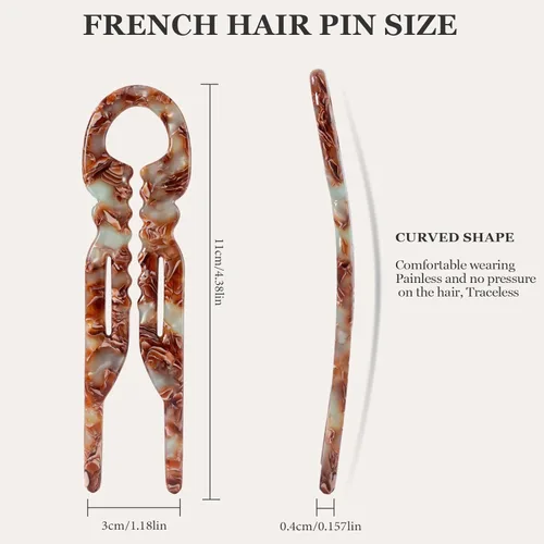 Miniatura 2 de Prestige French Hair Pins - Diseño Dentado Antideslizante, Ángulo Curvado para Mejor Ajuste a la Cabeza, Nuevos Accesorios Elegantes para el Cabello