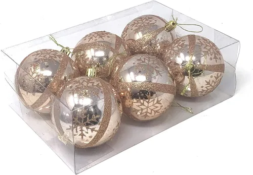 Miniatura 7 de Allgala - Paquete de 6 bolas para decorar el árbol de Navidad, 3" con lujosa decoración con brillantina (negro)