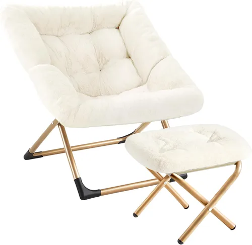 Miniatura 12 de Youtanic Comfy - Silla tipo platillo de gran tamaño, silla de lectura de piel sintética suave para adultos, marco de metal XL estable y almohadilla