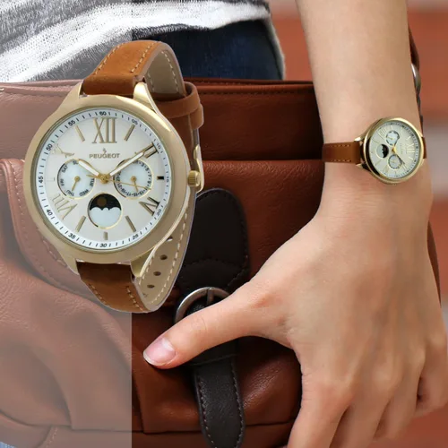 Miniatura 7 de Peugeot Reloj analógico de cuarzo 3053 chapado en oro de 14 quilates para mujer