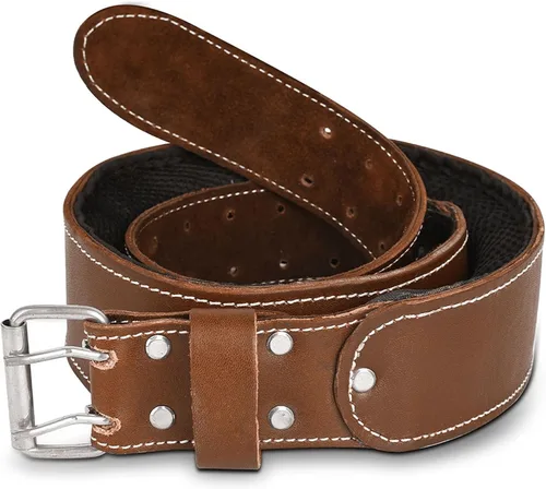Miniatura 5 de LAUTUS Cinturón de trabajo acolchado cónico de 3 pulgadas en cuero curtido aceitado pesado 32 a 45 pulgadas Marrón Marrón Fits 30 to 46 waist