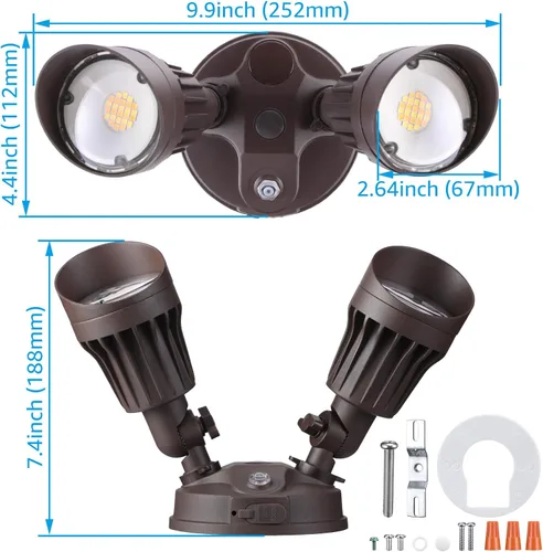 Miniatura 7 de Luces nocturnas reflectoras LED / Luces de seguridad LED para exteriores, LHSCT-20WR50PS-BRZ, 20.0watts, 120.00 volts