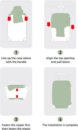 Miniatura 6 de French Bulldog Suitcase Cover - Waterproof Stretch Travel Luggage Cover, Cute Animals Red Love Heart Black Luggage Covers Washable Luggage Protector