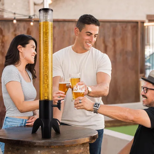Miniatura 2 de Mimosa Tower, dispensador de torre de bebidas de 100 oz/3 L con tubo de hielo y luz LED, dispensador de cerveza de mesa (1 unidad)