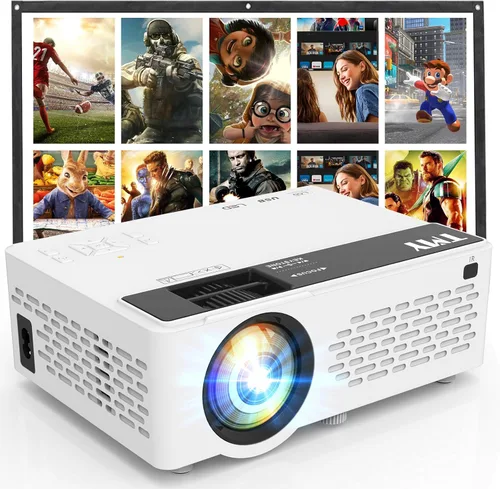 TMY Mini proyector, proyector Bluetooth mejorado con pantalla, proyector portátil Full HD de 1080P, proyector de películas compatible con TV Stick