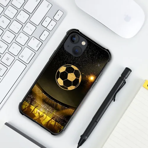 Miniatura 5 de Funda compatible con iPhone 13 Mini, funda trasera de vidrio templado a prueba de golpes y deportes de estadio de fútbol para iPhone 13 Mini Estadio
