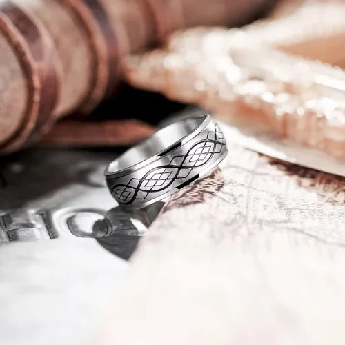 Miniatura 15 de King Will Anillo giratorio de acero inoxidable 316L para hombres y mujeres, 0.315 in de dragón/nudo celta, anillo para ansiedad para aliviar
