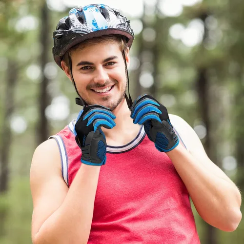 Miniatura 5 de B-Forest Guantes de ciclismo, guantes de bicicleta de carretera con dedos completos, guantes de ciclismo para hombre, guantes de montar en montaña