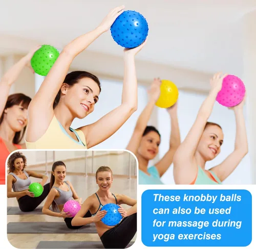 Miniatura 5 de Junkin Paquete de 100 bolas Knobby a granel con 1 bomba de aire de 5.5 pulgadas, juguete sensorial de plástico hinchable, globo pequeño, juguete