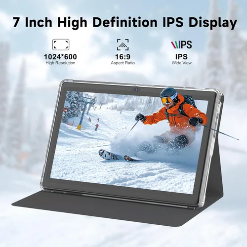 Miniatura 3 de Tablet 7Inch Android 14.0 con funda protectora, 3GBRAM+32GB ROM, pantalla IPS, cámara dual, Bluetooth 5.0 WiFi Tab (negro)