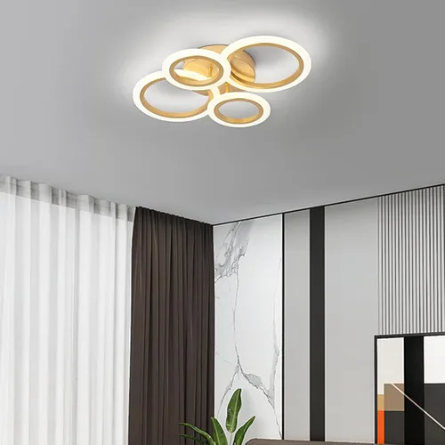 Miniatura 6 de Lámpara LED moderna de montaje empotrado, 4 anillos dorados cerca del techo, lámpara de iluminación de cocina para dormitorio, sala de estar
