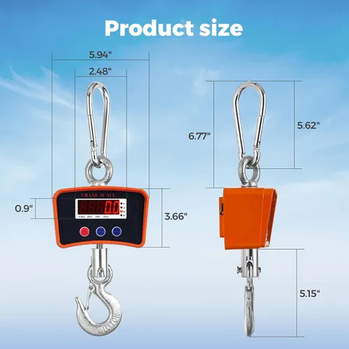 Miniatura 7 de Bonvoisin Báscula de grúa de 2200 lbs/1000 kg, báscula colgante digital legibilidad 0.44 lbs/0.2kg, báscula de gancho recargable para granja
