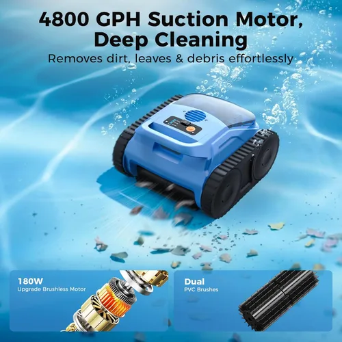 Miniatura 4 de Limpiador robótico inalámbrico para piscinas, aspiradora robótica automática para piscinas enterradas, limpieza de robot de piscina de spa de hasta