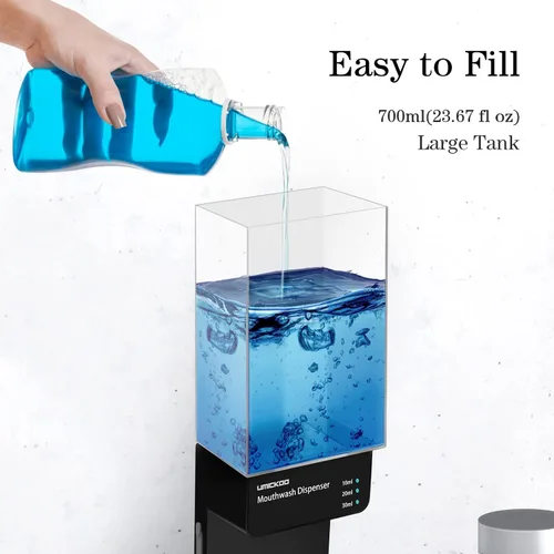 Miniatura 7 de UMICKOO Dispensador automático de enjuague bucal para baño, 23.67 onzas, dispensador de enjuague bucal montado en la pared con tazas magnéticas