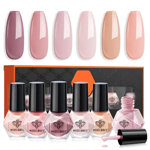 Miniatura 21 de modelones Esmalte de uñas, capa base 3 en uno, 0.5 onzas líquidas, fortalecedor de uñas transparente, secado rápido, larga duración, brillo