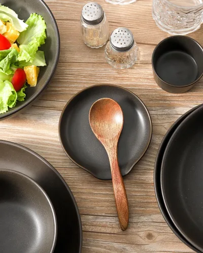 Miniatura 3 de Soporte de cuchara de cerámica, soporte para cuchara de cocina negro mate para estufa, soporte para utensilios de 4.9 pulgadas para cucharones