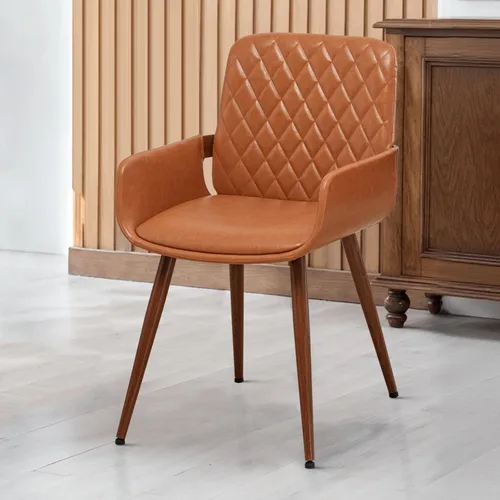 Miniatura 14 de LUNLING Sillas de Comedor Modernas de Mediados de Siglo de Cuero Sintético, Sillas con Asiento Tapizado y Patas de Metal, Silla de Cocina de Cuero