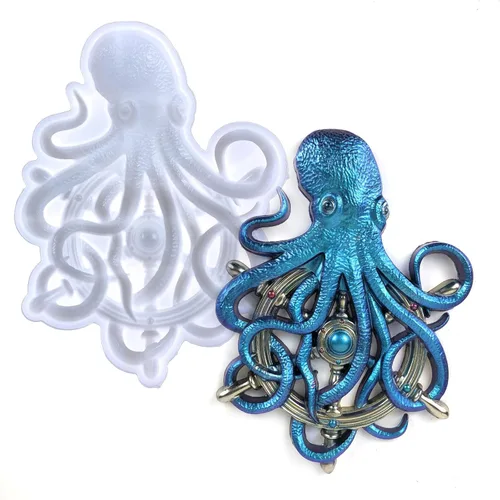 Miniatura 13 de Molde de resina de pulpo, Gasusen 3D de animales marinos grandes, pulpo, moldes de silicona para fundición de resina epoxi, adornos colgantes