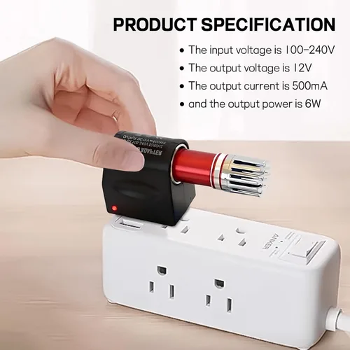 Miniatura 4 de Convertidor universal de CA a CC, DC 12V 500mA encendedor de cigarrillos de coche a adaptador de toma de corriente, adaptador hembra de CA a CC