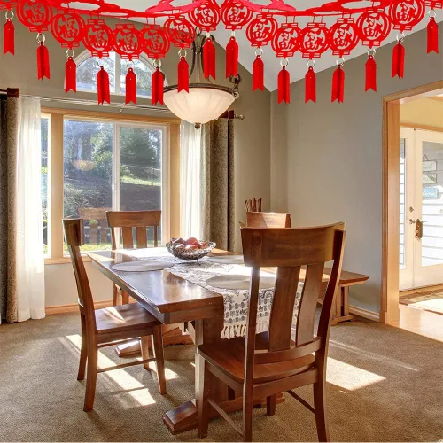 Miniatura 5 de Supla Paquete de 8 guirnaldas decorativas de Año Nuevo chino de 26.2 pies de largo, guirnalda roja colgante de buena suerte, guirnalda china