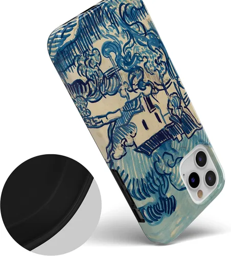 Miniatura 2 de Casely Funda para iPhone 12/12 Pro Van Gogh Paisaje con casas Diseño clásico ultra delgado