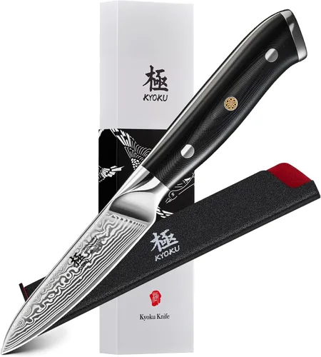 Miniatura 10 de Cuchillo de chef KYOKU - 8" - Cuchillo de cocina estilo japonés de la serie Shogun, hoja de Damasco martillada con núcleo de acero VG10 - con funda