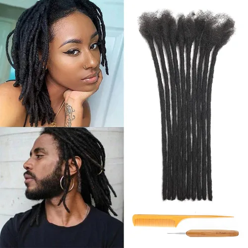 Miniatura 35 de Extensiones de Rastas de Cabello Humano 0.4cm de Grosor 4 Pulgadas 20 Hebras 100% Cabello Humano Real para Hombres/Mujeres/Niños Completamente