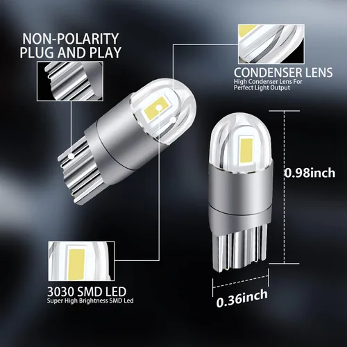 Miniatura 6 de Ouzorp 10 bombillas LED 194 6000K blanco 168 2825 T10 W5W 3030 chips LED brillantes, luz de cúpula, luz de mapa, luz de puerta, luz de cortesía, luz