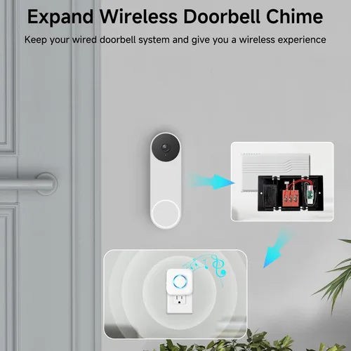 Miniatura 3 de Satisure Timbre inalámbrico para timbre de puerta Google Nest (con cable, 2ª Gen y 3ª Gen) Extensor de timbre con receptor se conecta a 58 timbres