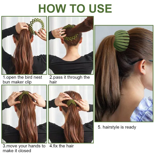 Miniatura 2 de Pinza para cabello Bird Nest - Pinza mágica para moños expandible, accesorios para el cabello para mujeres, sujetador de coleta, pinza para moños