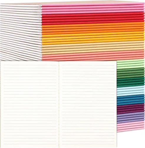 Miniatura 9 de LABUK 5 cuadernos de composición A5, cuadernos forrados de papel kraft a granel, 5 colores y 60 páginas para diario, escritura, escuela, oficina