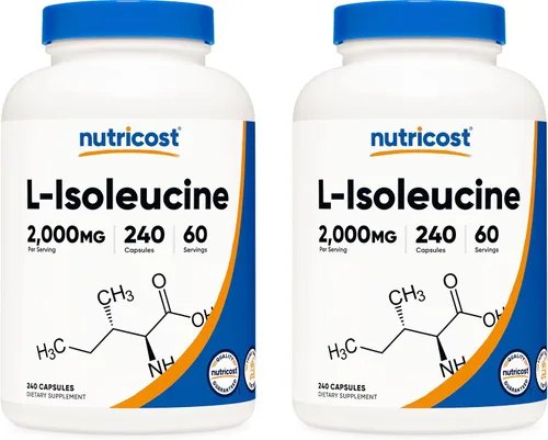 Nutricost L-isoleucina 2000mg por porción, 240 cápsulas por botella (2 botellas)