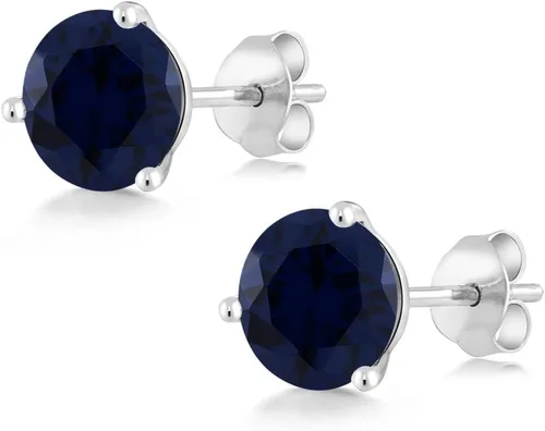 Miniatura 66 de Gem Stone King Aretes de oro de 14 quilates, 0.236 in, piedra natal redonda, Martini, 3 puntas, aretes de oro para mujer