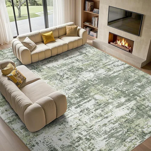 Miniatura 46 de Tortania Alfombra redonda lavable de 5 pies para sala de estar: Alfombra moderna abstracta neutra grande suave y delgada – Alfombra antideslizante
