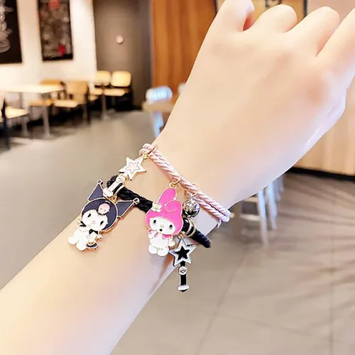 Miniatura 6 de Kuromi And My Melody - Pulsera magnética para parejas relación de atracción mutua a juego pulsera de cuerda para él y ella regalo para mejor amiga