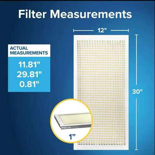 Miniatura 2 de Filtrete Filtro de aire de 12 x 30 x 1, MPR 300, MERV 5, Clean Living Basic Dust Filtros de aire plisados de 1 pulgada (3 meses), 6 filtros