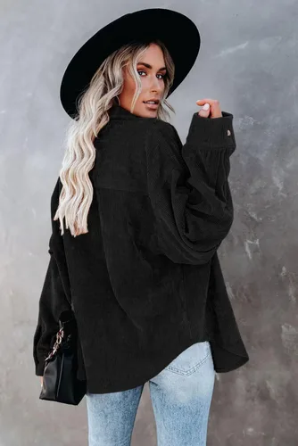 Miniatura 6 de Magritta Camisas de manga larga con cuello en V y botones para mujer, blusas de gran tamaño con bolsillos