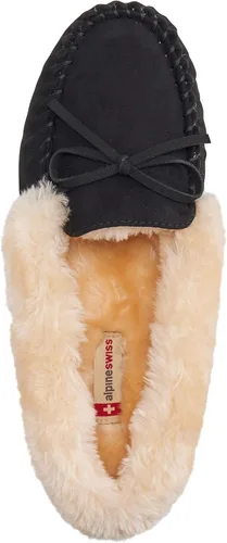 Miniatura 5 de Alpine Swiss Leah - Pantuflas tipo mocasín de piel sintética para mujer