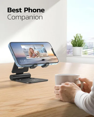 Miniatura 6 de Nulaxy 2 Pack Soporte Plegable Dual para Teléfono Celular, Soporte de Escritorio Completamente Ajustable Compatible con iPhone 17 16 15 14 13 12 11