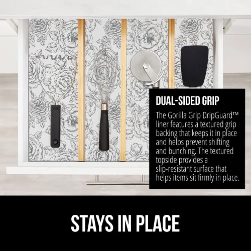 Miniatura 4 de GORILLA GRIP DripGuard - Forro para estantes, protector no adhesivo para cajones y gabinetes de cocina, de plástico con superficie lisa sin BPA