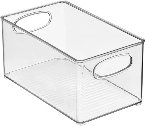Miniatura 8 de mDesign Organizador de plástico para armario del hogar, cesta de almacenamiento con asas para dormitorio, baño, estantes de gabinete, entrada