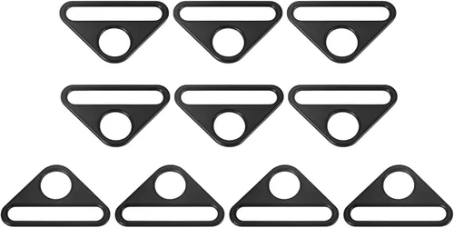 uxcell Ajustador de hebilla triangular Anillos en D Triángulo Ajustador Triángulo con barra Clip giratorio para correa de bolsa, Mate negro