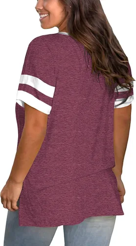 Miniatura 2 de VISLILY Womens Plus-Size Tops V Neck Summer T Shirts Striped Short Sleeve Tunic Tee